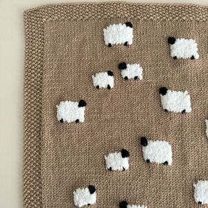 NWOT! Baby Blanket with Hand-Knit Sheep